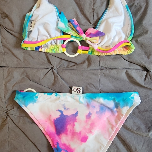 SO, Swimsuit, Rainbow, Tie-Dye, Size XS Bottom and Small Top. - Picture 8 of 10